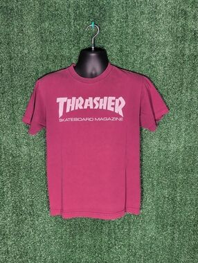 Thrasher Graphic T Shirt Skateboard Magazine Maroon Skateboard Size M